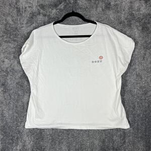 Roxy Shirt Womens XL White Scoop Neck Dolman Sleeve Graphic Tee Surf Top